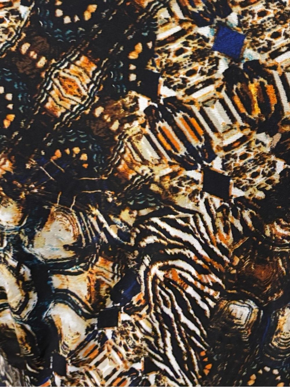 Cato 16 Dress Short Sleeve V-Neck side zip Midi Rouch Black Tan Print - Picture 7 of 9